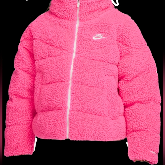 Nike Jackets & Blazers - NWT Nike Therma-FIT Women High-Pile Pink Jacket Sherpa M